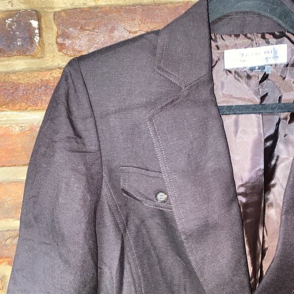 Tahari Arthur S Levine Brown Linen Belted Blazer Jacket Women's Size 8 - Picture 2 of 9